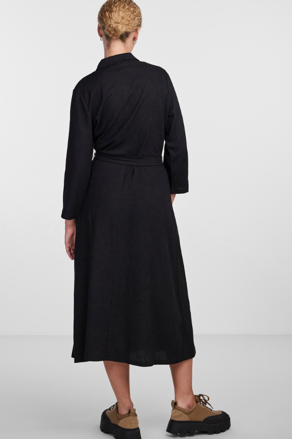 April Midi Shirt Dress - Black