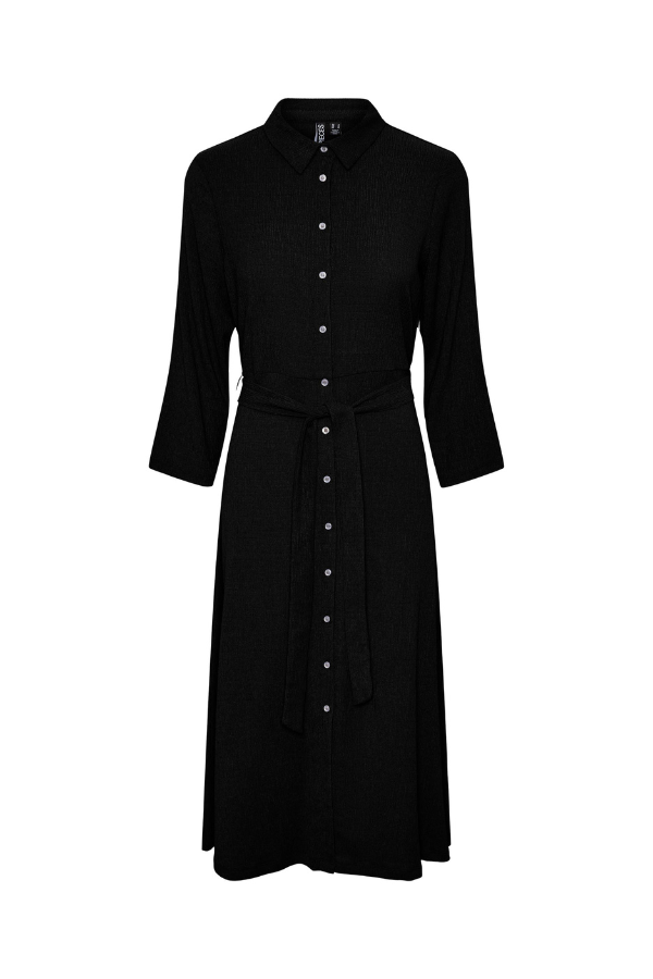 April Midi Shirt Dress - Black