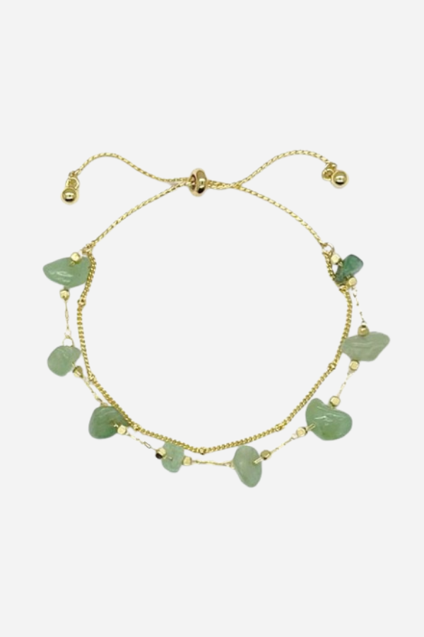 Gold Green Stone Bracelet
